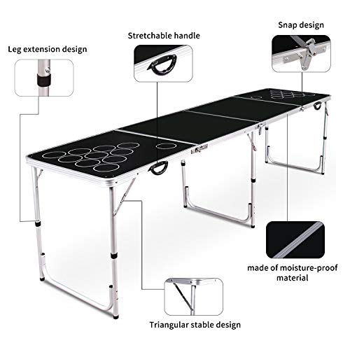 Wodesid Beer Pong Table Portable Flip Cup Table Folding Games Table Lightweight Tailgate Tables with Carrying Handles