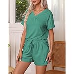Ekouaer Pajamas Set Women's Short Sleeve 2 Piece PJ Sets V Neck Comfy Sleepwear Loungewear with Pockets S-XXL - Image 5