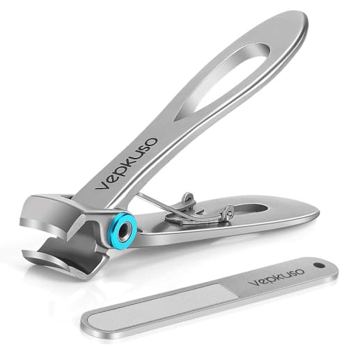 Nail Clippers for Thick Nails -Stainless Steel Heavy Duty, Wide Mouth Professional Fingernail and Toenail Clippers Set for Men, Women & Seniors,Sliver