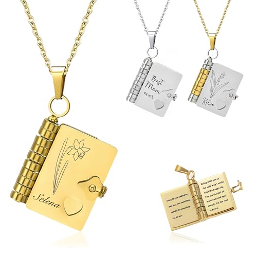 Imagen de Collar con libro personalizado que se puede abrir para mujeres y hombres
