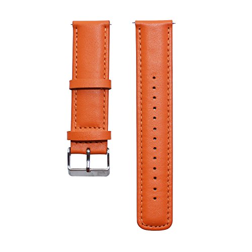 GOOQ Leather Strap Watchband Wristband Watch Band For LG G Watch W100/W110 Smartwatch,Samsung Galaxy Gear 2 R381 R382 R380,LG G Watch Urbane,pebble/pebble Time Watch (Orange)