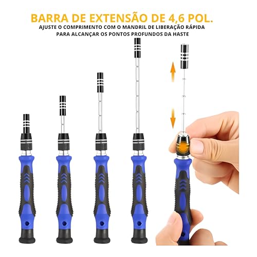 Kit de Chaves de Precisão Fenda Torx Phillips Jogo de Ferramentas 60 em 1 Com Extesão Flexível Aplic