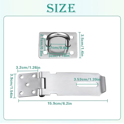 Image of 2 Sets Door Hasp Latch Locks with Padllock and Screws, Extra Thick Stainless Steel Door Latch Lock Padlock with Key for Furniture, Cabinet, Drawer, Cupboard and Closet, 5 Inch