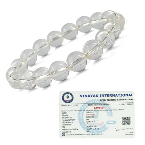 Image of Reiki Crystal Products Certified Natural Crystal Stone Round 10 mm Beads Bracelet for Men and Women | Reiki Charged Gemstone Jewellery Bracelet| Multiple Stone Variants Available