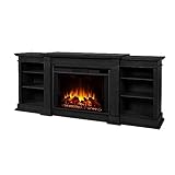 Real Flame Eliot 81' Grand Electric Fireplace TV Stand for TVs up to 80 inches, Entertainment Center with Adjustable Shelves and Storage, TV Stand for Living Room and Bedroom, Remote Control, Timer