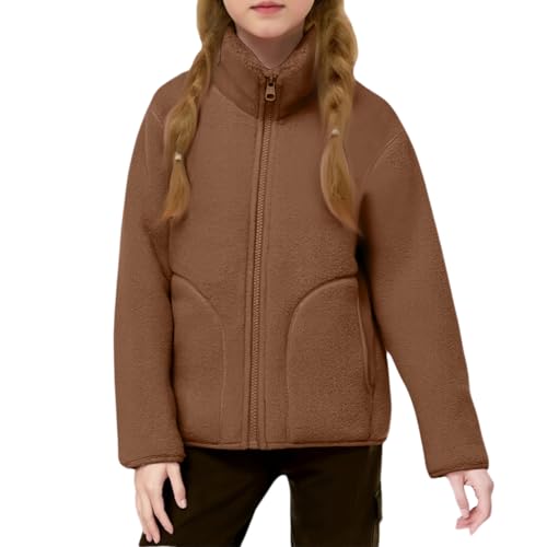 Fleece Boys Fleece Jacket Zip Up Sherpa Stand Collar Girls Jackets Size 5-6 Fall Solid Casual Winter Coats Size 6 Fashion Zipper Slim Sweatshirts For Teen Girls With Pockets Coffee 160