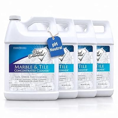 Black Diamond Stoneworks Marble & Tile Floor Cleaner Concentrate, pH Neutral, Streak-Free & No-Rinse Formula for Granite, Travertine, Limestone, Slate, Ceramic & Porcelain Floors (4-Gallons)