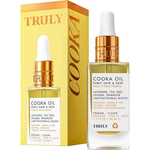 Truly Beauty Cooka Oil | Hydrating Pubic Hair & Skin Serum with Jojoba, Primrose & Tea Tree | Softens Coarse Hair, Prevents Ingrowns & Soothes Dryness | Lightweight Formula