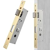 Maxxgeek Flat Slot Storm Door Mortise Lock Body Fits for Older Storm Doors, 2-1/2' Handle PZ, Handle Not Included (Bright Gold)