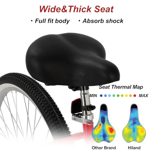 HILAND 26 Inch Womens Beach Cruiser Bike, Single Speed Commuter Bicycle with Rear Coaster Brake, Low Step-Through Frame, Comfortable Seat with Dual Springs, City Hybrid Bike for Women Men Adult