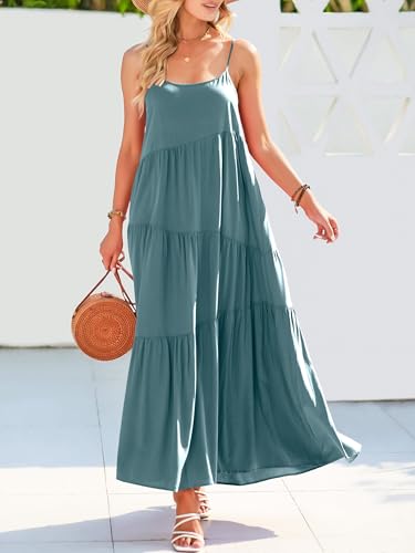 Image of ANRABESS Women Summer Casual Loose Sleeveless Sundress Spaghetti Strap Flowy Boho Linen Beach Vacation Maxi Long Dress
