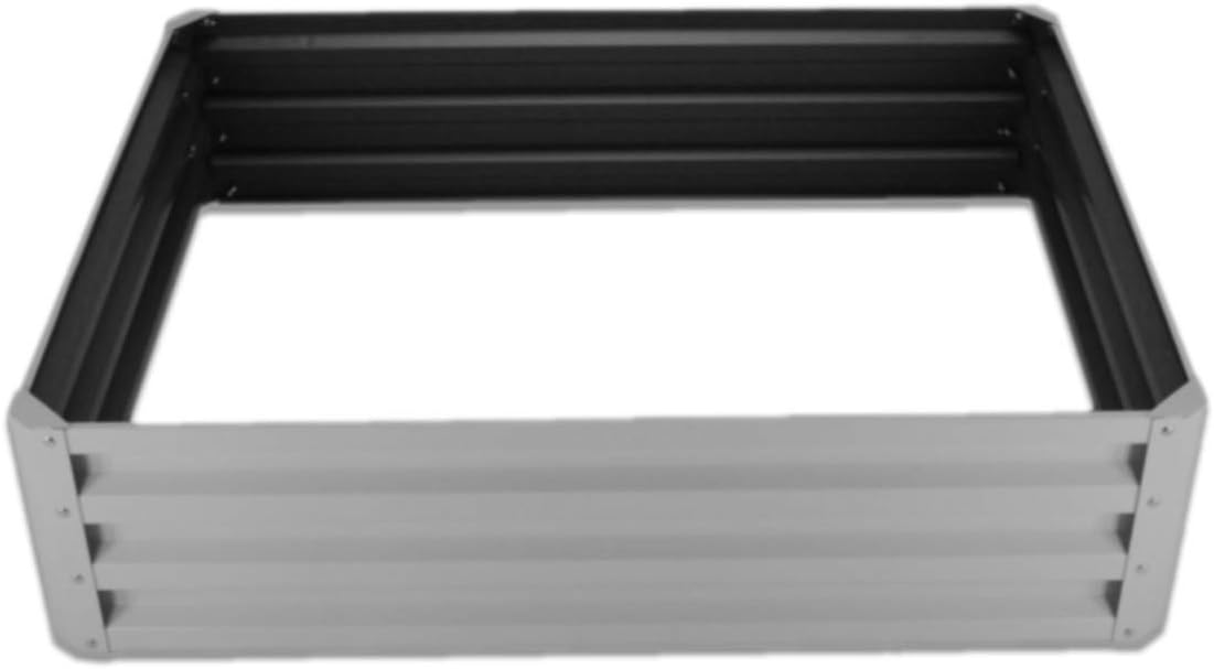 Stratco Raised Galvanized Steel Metal Outdoor Rectangular Garden Vegetable Bed Planter Box w/ 11 Cubic Feet Capacity, 47 x 35 x 12 Inches, Slate Gray