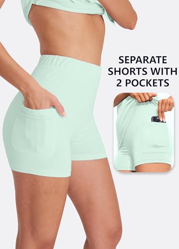 Image of Hiverlay Golf Dresses for Women with Shorts and Pockets, V-Neck Short Sleeve Tennis Dress, Workout Athletic Dresses