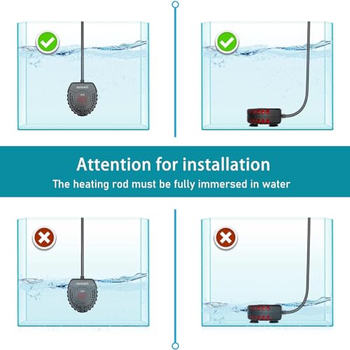 Image of Aquarium Heater 25W 50W 100W 150W Fish Tank Heater with Adjustable Temperature External Controller for 15 20 30 Gallons (50W)