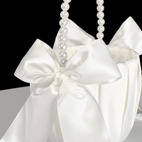 Atailove Flower Girl Basket And Pearl Handle For Weddings - Cute Cherish Fairy Flower Baskets (Ivory) #TOP5