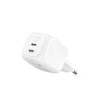 Belkin Caricatore USB C a 2 Porte 50W, Carica Batterie Cellulare USBC GaN a 2 Porte