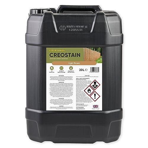 Postsaver Creostain Creocote Oil-Based Wood Treatment | Creosote Substitute | Wood Stain and Preserver | Ideal for Fence Treatment | Low Odour | 20 litres (Light Brown)