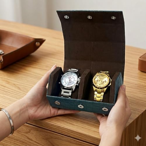 Image of essart 2 slot watch roll case