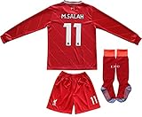 SEEMBELL Youth Sportswear Mo Salah 11 Kids Home Long Sleeve Soccer Jersey/Shorts Football Socks Set...
