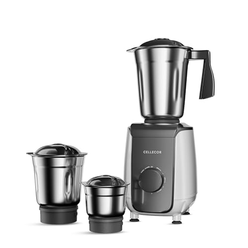 Image of CELLECOR CMG60WH Mixer Grinder 600W | 3 Speed Control | 6 Blades (White-Black)
