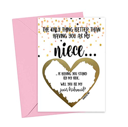 Will You Be My Junior Bridesmaid Scratch Off Card for Niece, Wedding Bridal Party Proposal Card From Aunt and Uncle, Bride and Groom (Niece Jr. Bridesmaid)