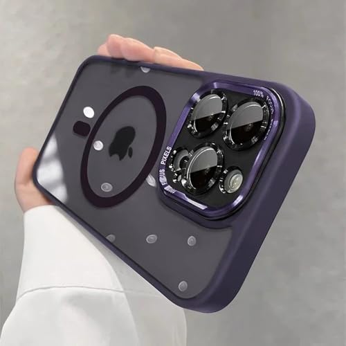 Étui de protection magnétique de luxe en métal violet pour iPhone 16 Pro Max