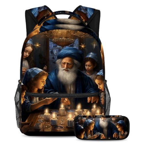 Cartables de grande capacité pour adolescents, grands sacs d'école motif Hanoukka
