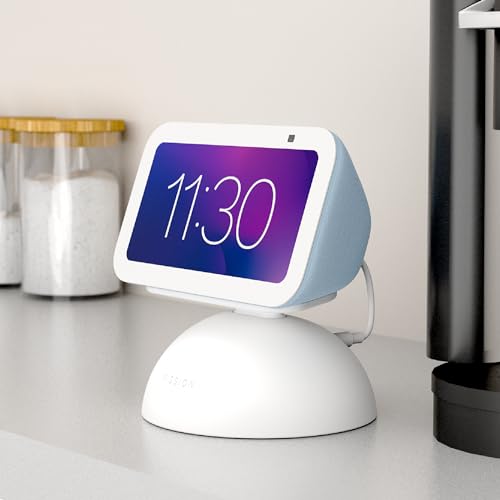 Image of Echo Show 5 Bundle: Includes, Echo Show 5 (3rd Gen, 2023 release) | Cloud Blue and Made for Amazon Battery Base | Glacier White