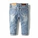 KIDSCOOL SPACE Baby Girl Boy Jean,D Ring Elastic Band Inside Ripped Denim Pants,Light Blue,12-18 Months
