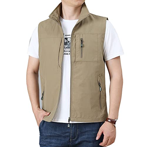 Chaqueta ligera sin mangas estilo chaleco de trabajo con bolsillos