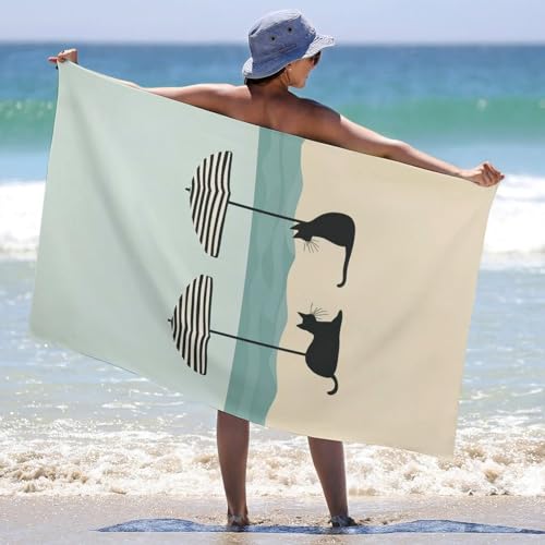 Serviette de plage drap de bain chat tropical haute douceur - 6