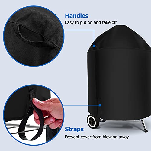 Sunpatio Heavy Duty Waterproof Grill Cover Compatible For Weber, Big Green Egg, Char-Broil 22 Inch Charcoal Kettle Grills, Outdoor Fadestop Bbq Grill Cover, Compared To Weber 7150, 27.5" Dia X 38" H #TOP5