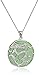 Rhodium-Plated Sterling Silver Green Jade Large Dragon Pendant Necklace, 18"