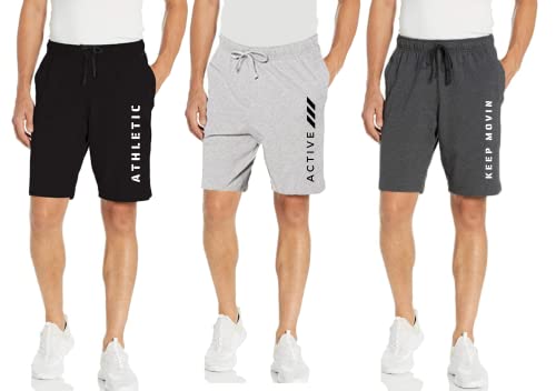 Image of KART BLACK Men's Regular Fit Shorts with Pocket /Casual Knit Shorts /Combo Pack of 3 /Summer Shorts