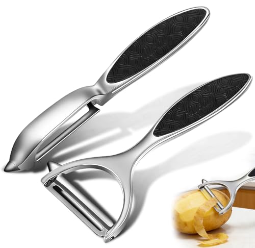 Sparschäler Schäler Edelstahl Zweischneidig Pendelklinge Rostfrei Spülmaschinengeeignet, 2PCS...