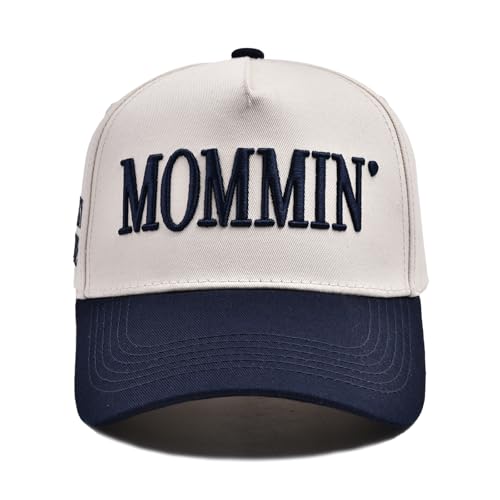 Image of Trucker Hat for Women Men Embroidery Mommin Two Tone Adjustable Baseball Cap Hat Trendy Vintage Snapback Hat