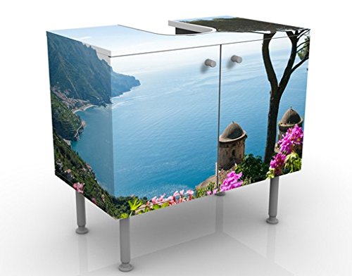 Vue du Jardin sur la mer 60 x 55 x 35 cm, Petit, 60 cm de Large, réglable, lavabo, lavabo, Meuble de Salle de Bain, étroit, Plat
