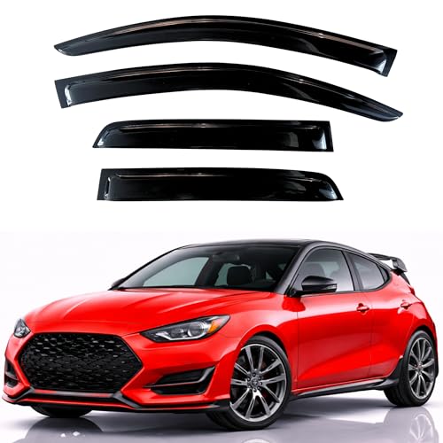 Image of KPY Rain Guards Fit for 2019-2022 Hyundai Veloster N, Out-Channel Window Visors Vent Wind Deflectors 4PC, Car Accessories for 19-22 Veloster N