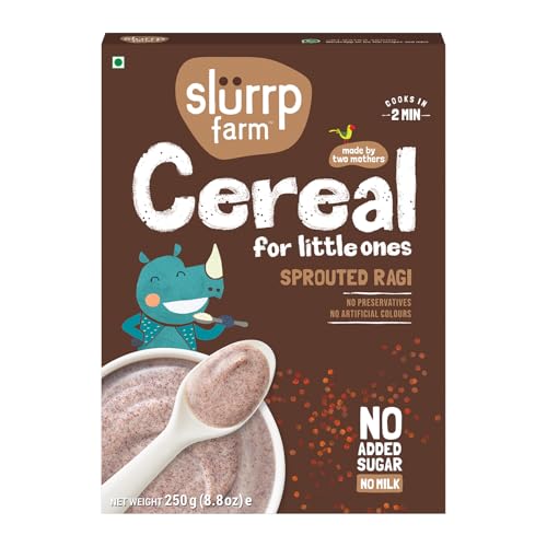 Image of Slurrp Farm No Added Sugar, No Salt, Sprouted Ragi Powder | 100% Natural Ragi Flour | Free Strawberry Cereal Trial Pack | 250g + Free 50g