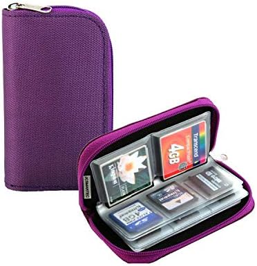 Memory Card Carrying Case, Suitable for SD, SDHC, Micro SD, Mini SD and 4X CF Cards, Card Holder Bag Wallet for Media Storage Organization (Purple)