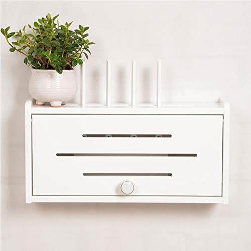 Schwimmend Fernseher Konsole Router Regal, An der Wand montiert DVD Set-Top Box, Streaming Medien Ausrüstung Regale,White_Large