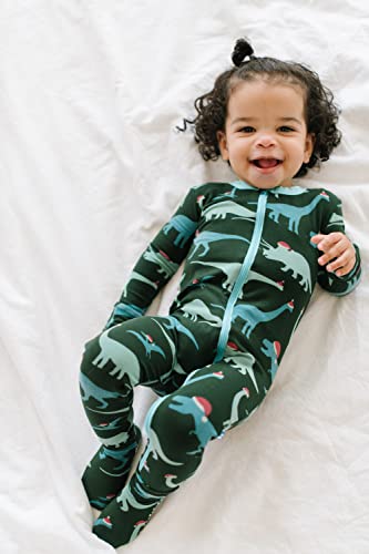 KicKee Print Footies with Zipper, Super Soft One-Piece Jammies, Vintage Seasons Winter Celebrations2