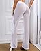 NewBull Women's Mesh Pants Ruffle Sheer Cover Up for Bikini Bottom See-through Trousers Long Perspective Swimsuit Clubwear (US, Alpha, Medium, Regular, Regular, white)
