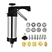 Produktbild LdawyDE Spritzgebäckpresse Plätzchenpresse Edelstahl Gebäckpresse Kekspresse Kekshersteller Kuchen Dekorations Werkzeuge DIY Backzubehör mit 8 Schablonen und 8 Tüllen