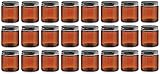North Mountain Supply 4 Ounce Amber Glass Straight Sided Mason Canning Jars - with 58mm Black Metal Lids - Case of 24