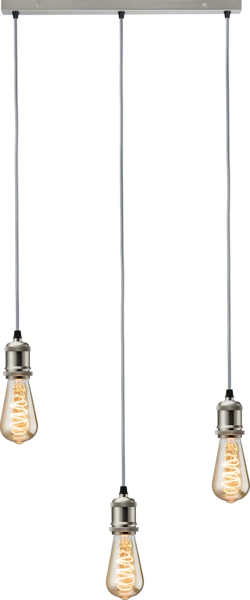 Knightsbridge Brushed Chrome Calla - 230V E27 Vintage 3 Light Bar Pendant