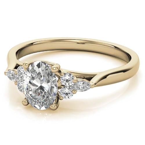 10K Solid Gold Handmade Engagement Ring, 2.50 CT Oval Cut Moissanite Solitaire Ring Diamond Wedding Ring for Women/Her, Anniversary Precious Gift, VVS1 Colorless (Yellow)