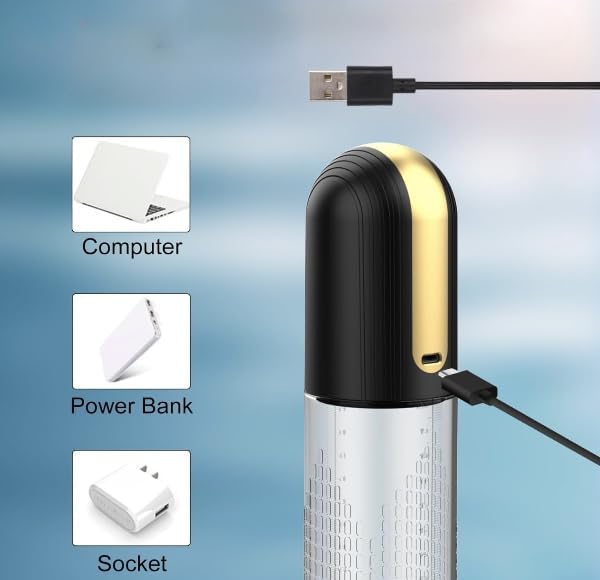 Rechargeable Penis Vacuum Pump for Men - Adult Male Enlargement Device with 4 Suction Intensities & 6 Penis Rings, High-Vacuum Air Pressure Erection Extender Pump XL25748