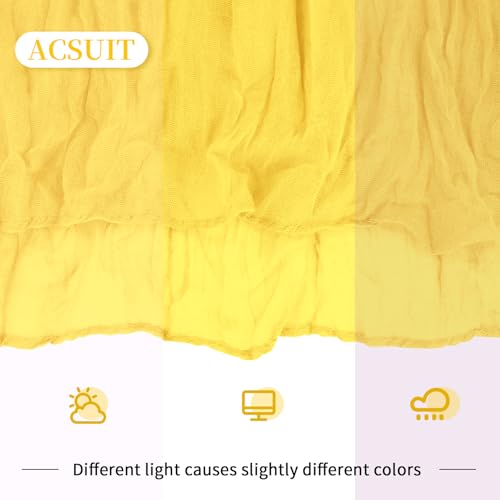 6 Pack Lemon Yellow Cheesecloth Table Runner 20 x 120 inch Gauze Table Runners 10 FT Long,Semi Sheer Boho Cheese Cloth Fabric Table Runner Bulk for Party,Wedding,Baby Shower,Bridal Shower Decoration by ACSUIT - Used condition - Image 7