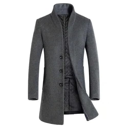 Men's Long Woolen Blazers Thickened Business Trench Coats Winter Slim Stand Collar Warm Windbreaker Jacket4